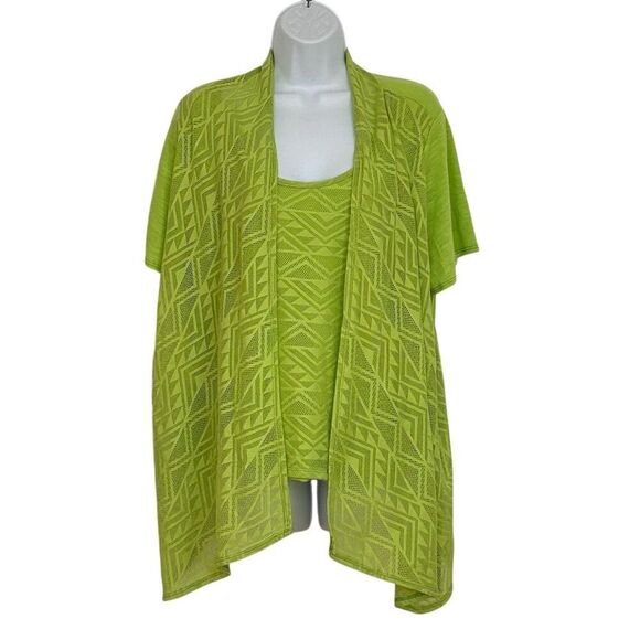 Kim Rogers Tops - Kim Rogers Women's 2XL Lime Green Open Cardigan Topper Blouse
